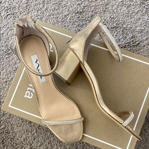 Nina Gold Strappy Heeled Sandals